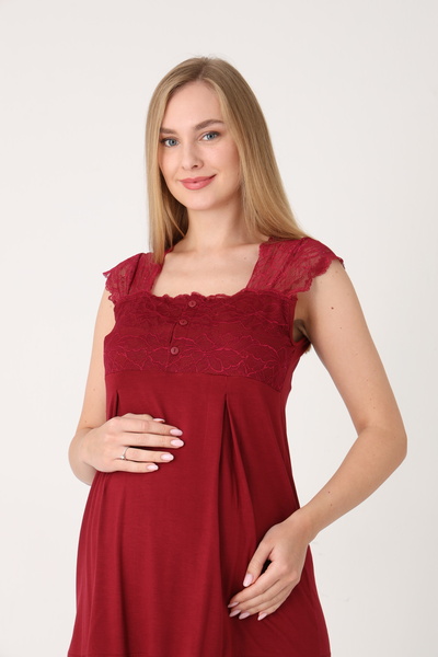 Miss Dünya Lissa Lace-Detailed Elegant Robe, Nightgown, and Pajama 4-Piece Nursing and Maternity Set