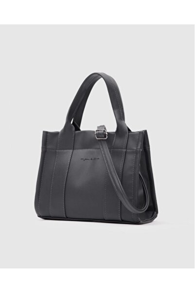 LEVA Antrasit gri deri el çantası