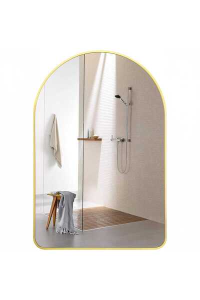 Elindor Oglindă de perete arcuită ® 55x75 cm, reflexie HD, ramă aurie