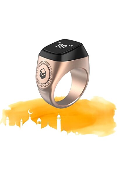 iqibla - خاتم ألومنيوم للتسبيح الذكر الذكي - ذهبي وردي - 20 ملم