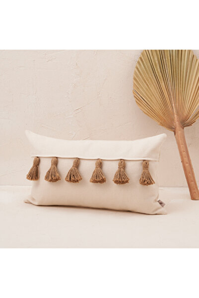 Cozy & Soft Velvet, Jute Tassel Throw Pillow Cover Set - 2 Pieces (50X50 Cm, 30X50 cm)