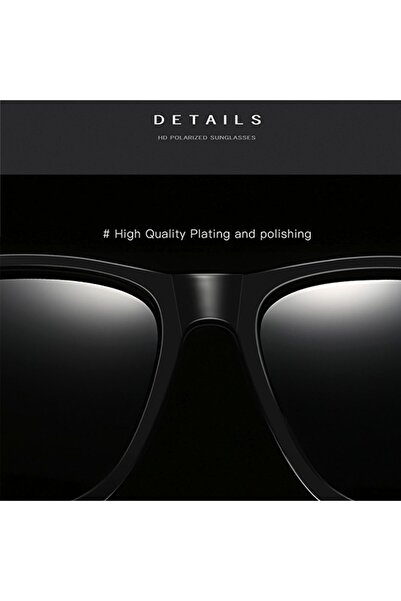 eR D L Polarized UV400 sunglasses for men, classic, black/grey, blue lens, with protective case,
