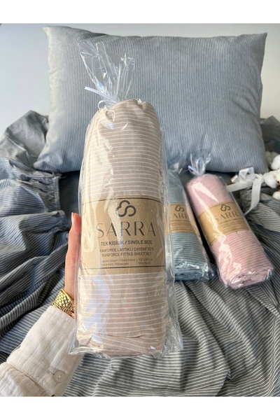 sarra Natural 100X200 Single Bed Sheet Set - Vi̇zon