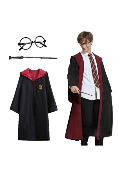 arya kostüm Harry Potter Pelerin Gözlük Asa 3’lü Set Çocuk Kostüm Aksesuarı 5...