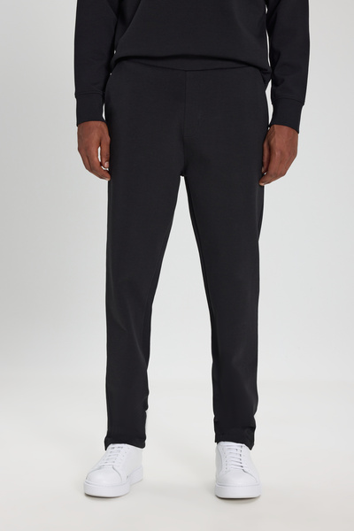 ALTINYILDIZ CLASSICS Men's Black Cotton Stretch Standard Fit Regular Cut Pocketed Knitted Trousers