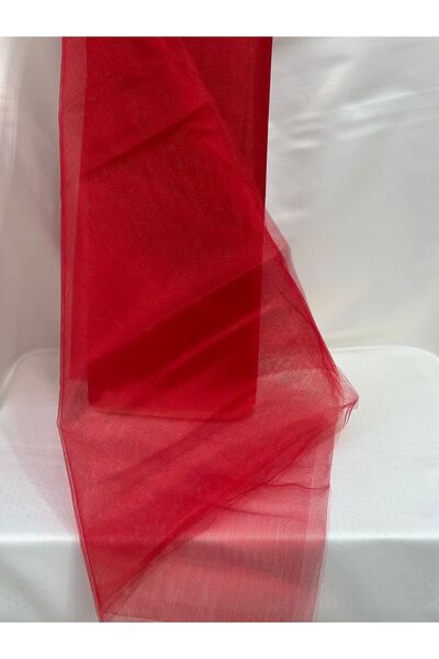 GÜRLEK TEKSTİL Kırmızı Kristal Tül Araba Süs, Nişan Bohça Süs, Kapı Süsü Tülü, Doğum Günü Tülü 100x300cm,