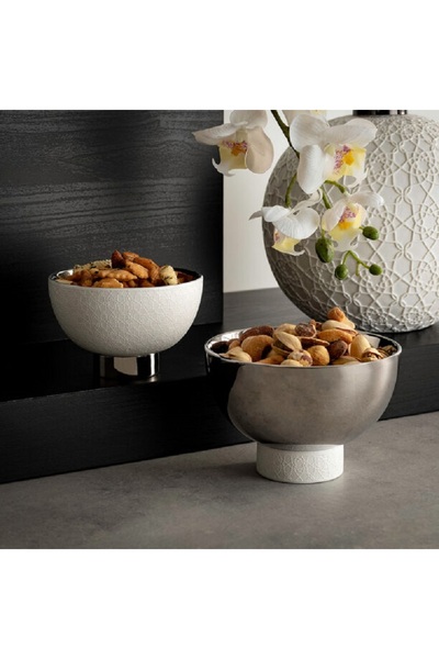 Dallaty white & silver porcelain nut bowls set 2 pcs