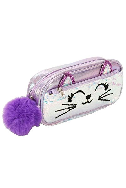 Ceren Kırtasiye Bear & Deer Cat Pattern Pencil Case Bd-Kcs225 - Purple