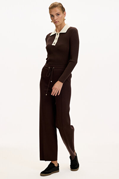 Exquise Lace-Up Regular Knitwear Pants