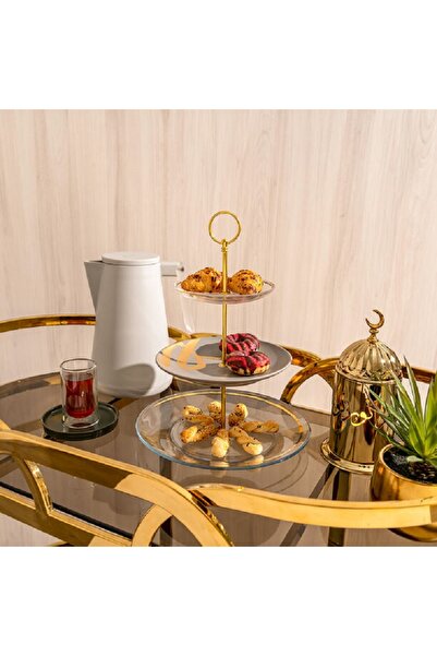 LA MESA Gold Figure 3 Tier Cake Plate