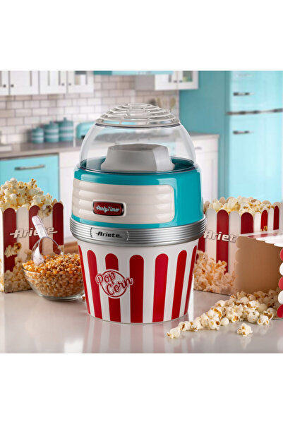 ARIETE Aparat de popcorn cu aer cald XL PARTY TIME 2957/01, 1100W, Dozator, Bol detașabil, Turcoaz