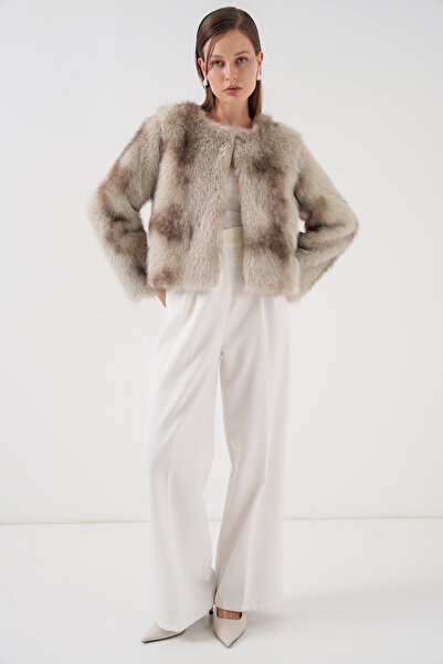 Bigdart Жіноче плюшеве пальто 5225 - Бежеве