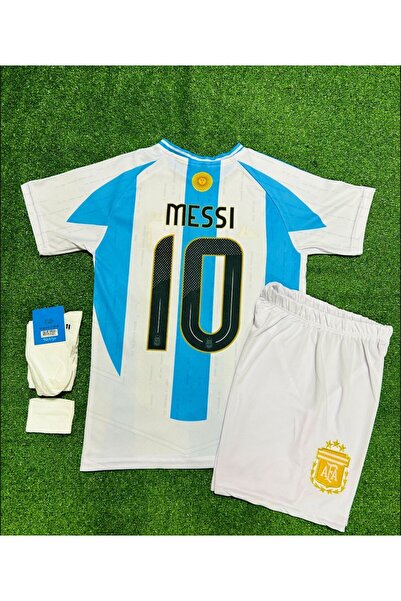Alaturka Mix Arjantin 2024/25 Sezon Lionel Messi Çocuk Forması Şort Çorap Bil...