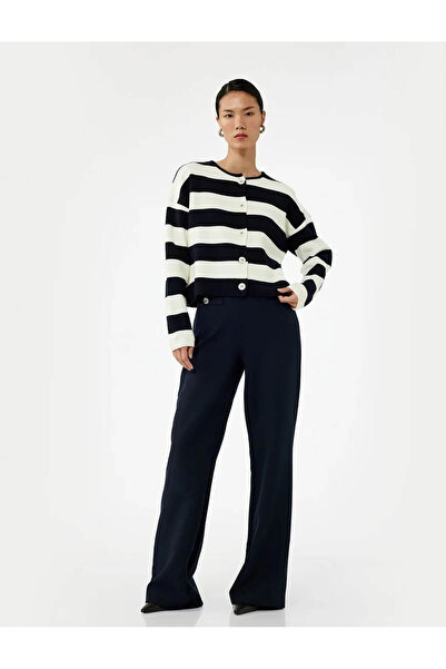 Koton Regular Fit Strickjacke mit Rundhalsausschnitt in Marineblau für Damen ...