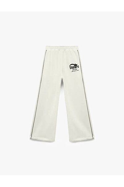 Koton Wide Leg Ecru Girls' Sweatpants 6Wkg40084Ak