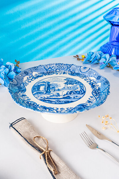 Fecra Vintage Blue Cake Presentation Plate