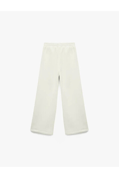 Koton Wide Leg Ecru Girls' Sweatpants 6Wkg40084Ak