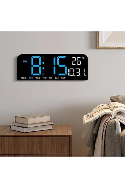 FOXMAG24 Ceas digital de masă și perete, LED albastru, calendar, alarmă, term...