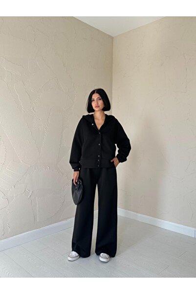 Vaveyy طقم سترة وبنطلون بخصر مطاطي