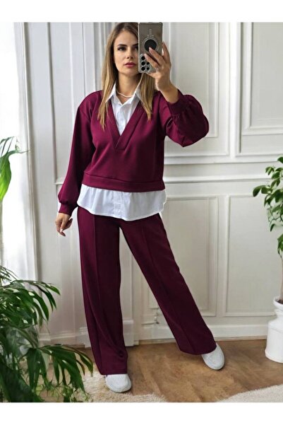 MAXORA SHOP Compleu elegant din vâscoză cu inserții tip cămașă