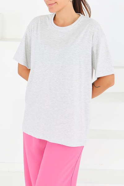 TOFİSA Short Sleeve T-Shirt Gray - 27346