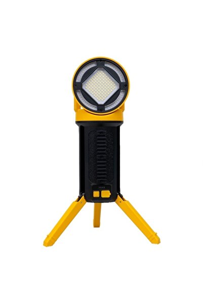 FOXMAG24 Lanternă proiectoare cu trepied și mâner, 5 moduri, cap rotativ, reîncărcabilă prin USB, 39 cm