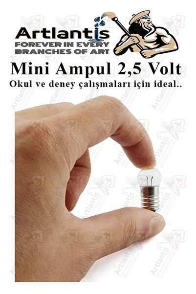 Artlantis Mini Ampul 2,5 Volt 1 Adet Küçük Elektrik Deney Ampulü 2.5 v Okul S...