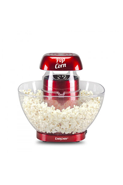 BEPER P101CUD052 Hot Air Popcorn Machine, 1200W, Up to 80 g corn, Built-in bowl, Red