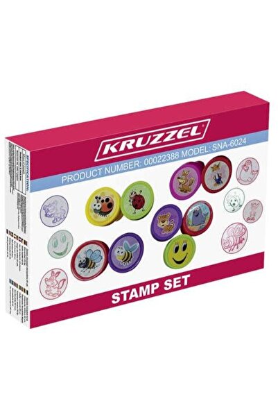 KRUZZEL Set 60 de stampile pentru copii, cu animale si emo