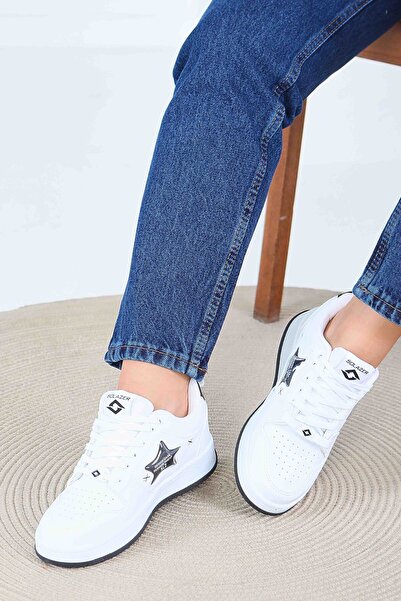 TOFİSA Kadın Beyaz Siyah Spor Ayakkabı - 27560