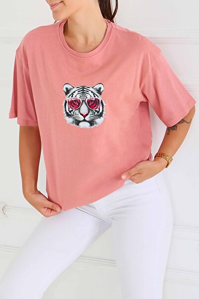 TOFİSA με τύπωμα Κοντομάνικο μπλουζάκι ροζ - 27571