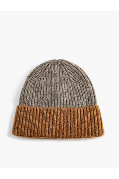 Koton Elastic Knitted Beret with Folded Edges
