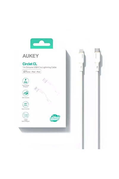 AUKEY Silicone MFI Cable Type-C to Lightning 1M White