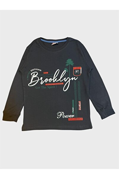 tusem butik homewear Set de pijamale cu mânecă lungă pentru băieți, din bumbac, culoare afumată, cu șase modele în carouri, cu litere Brooklyn