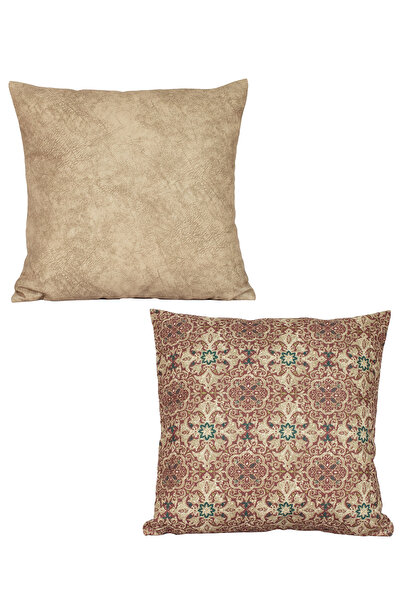 ASDİVA Set of 2 Throw Pillow Covers Soil and Ethnic Patterned Velvet 43X43 cm