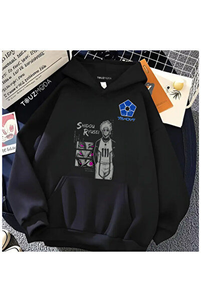 Touz Moda Blue Lock Baskılı Unisex Oversize Kapüşonlu Sweatshirt Hoodie