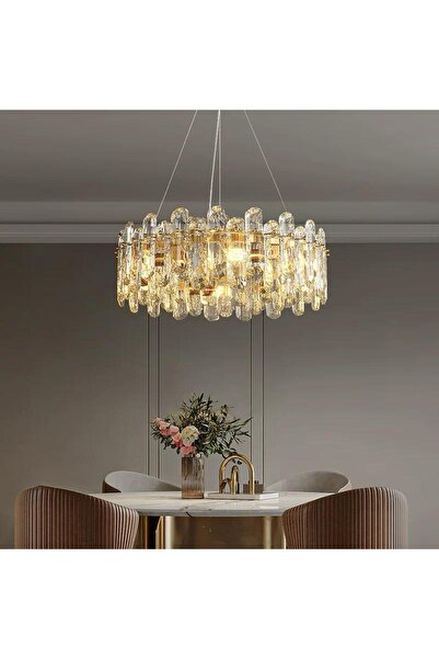 RFAN Candelabru, Model 5709/400, Textură de Cristal, Metal, 5 X E14, Auriu