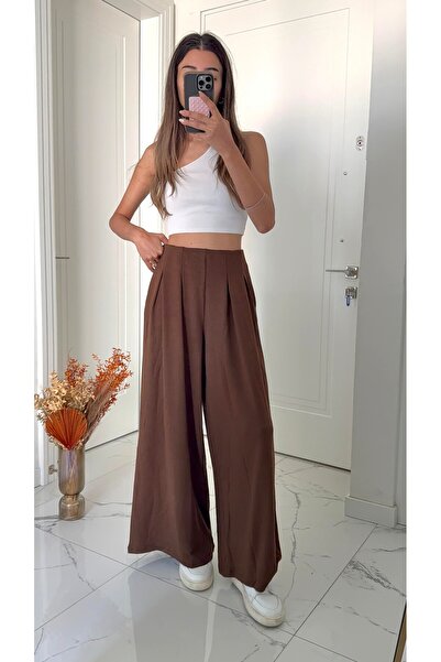 Solie Beli Lastikli Geniş Paça Modal Kumaş Pantolon