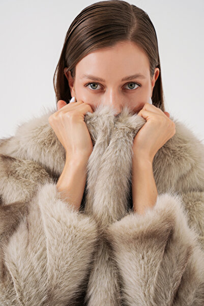 Bigdart Жіноче плюшеве пальто 5225 - Бежеве