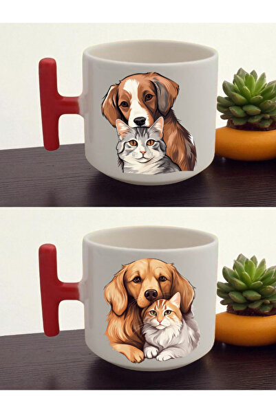 lili hediyelik Cat and Dog 2-Piece Latte Cup - Birthday Gift for a Close Frie...