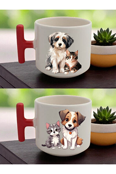 lili hediyelik Cat Dog 2-Piece Latte Cup - Birthday Gift for a Close Friend, ...