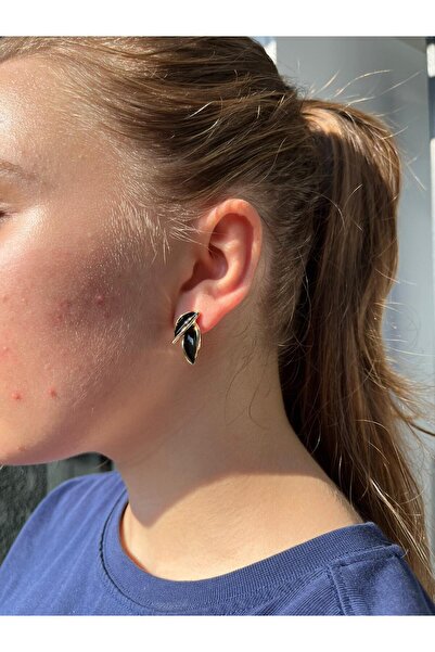 Candy Nuveria’nın Yaprağı - Mineli Altın Kaplama Yaprak Küpe