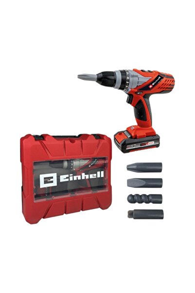 Einhell 7-piece electric screwdriver kit with removable battery and 4 screwdriving accessories, multicolor