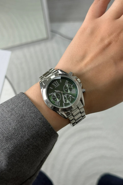 polo55.sport.1855 Silver Metal Women's Wristwatch with Decorative Khaki Dial