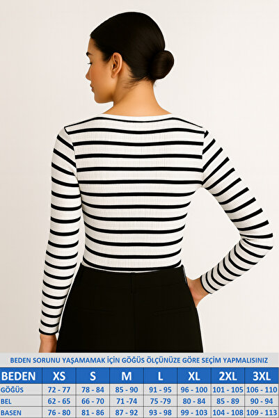 MİO ESTİLO Novelle V-Neck Long Sleeve Ribbed Blouse