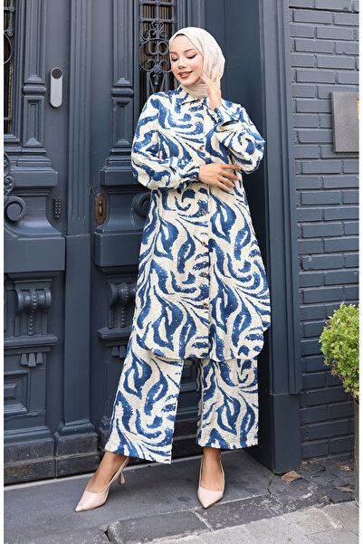 sefamerve Modal Fabric Tunic Παντελόνι Διπλό Σετ 0158-01 Ναυτικό Μπλε