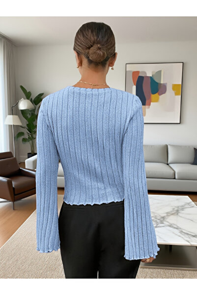 MOONBULL KADIN FİTİLLİ PAMUKLU KUMAŞ İSPANYOL KOLDETAYLI BLUZ