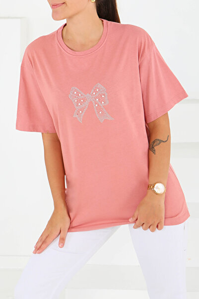 TOFİSA Μπλουζάκι με κοντά μανίκια και πέρλες - 27574