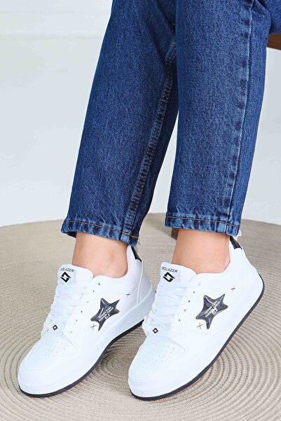 TOFİSA Kadın Beyaz Siyah Spor Ayakkabı - 27560