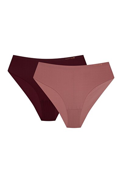 ESOTIQ Chiloți pentru femei cu talie înaltă, set de 2 buc., slipuri invizibile, lipite | Pepper